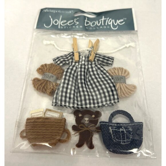 Jolees Sticker Collage SPJB033 COUNTRY BREEZE Yarn Dress CLOTHESPIN TEDDY - Picture 4 of 5